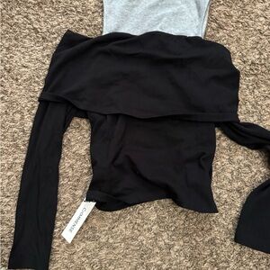 Commense Black and Gray Off-Shoulder Blouse
